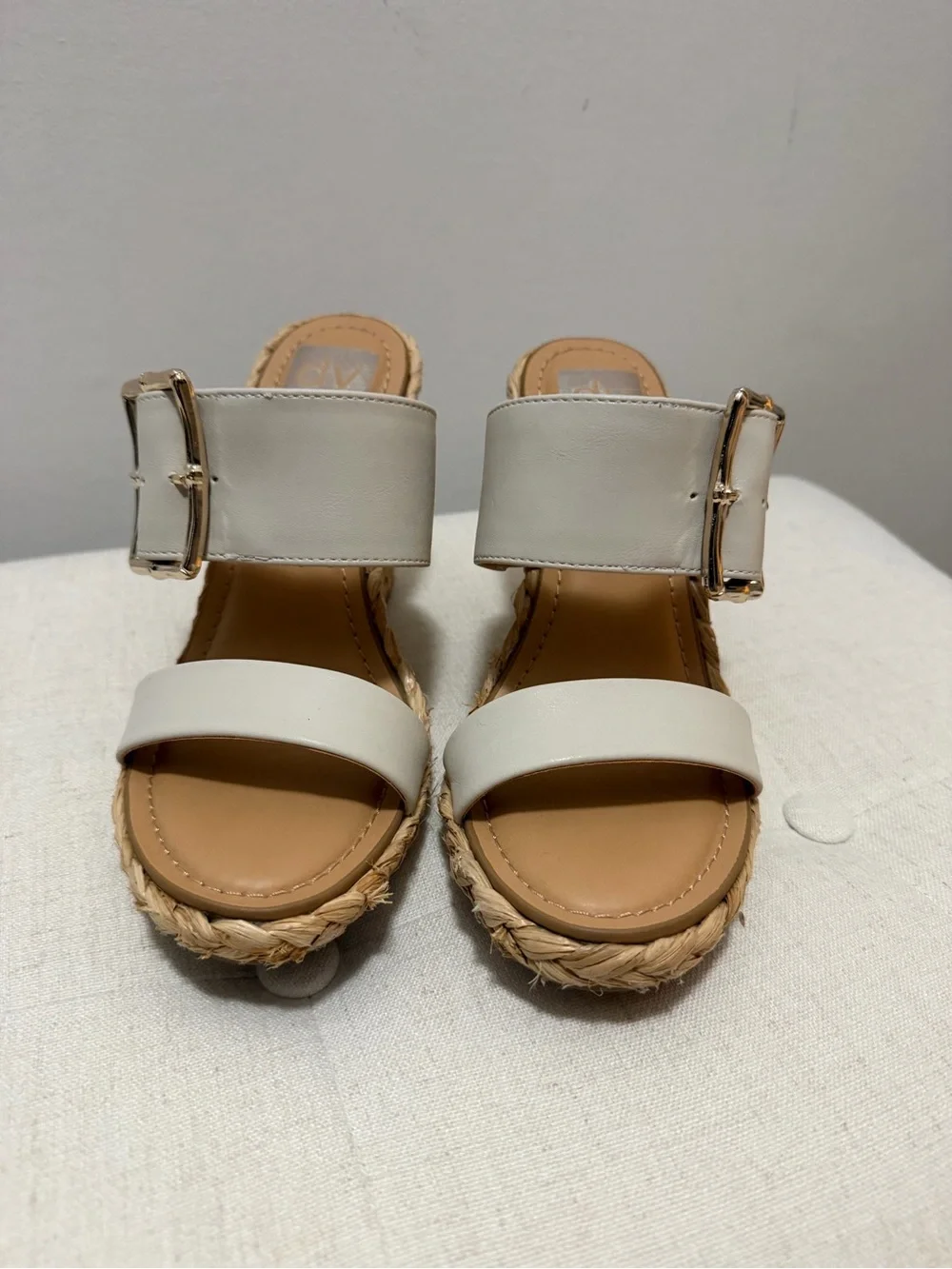 Dolce Vita Leelee Buckle Strap Espadrille Wedge in White